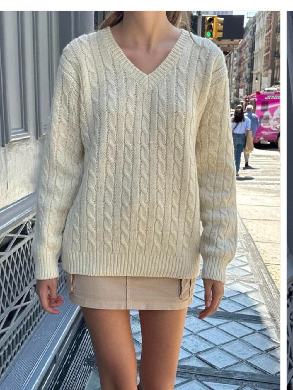Brandy Melville Nikki Heavy Wool Cable Knit Ivory